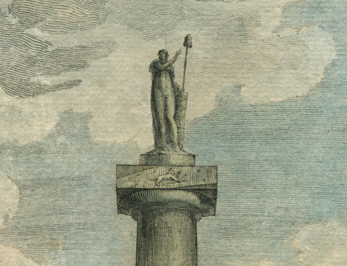 La colonne de la Liberté, sur l'esplanade, haute de 20 mètres, était le point de ralliement des patriotes. Elle fut abattue à la Restauration