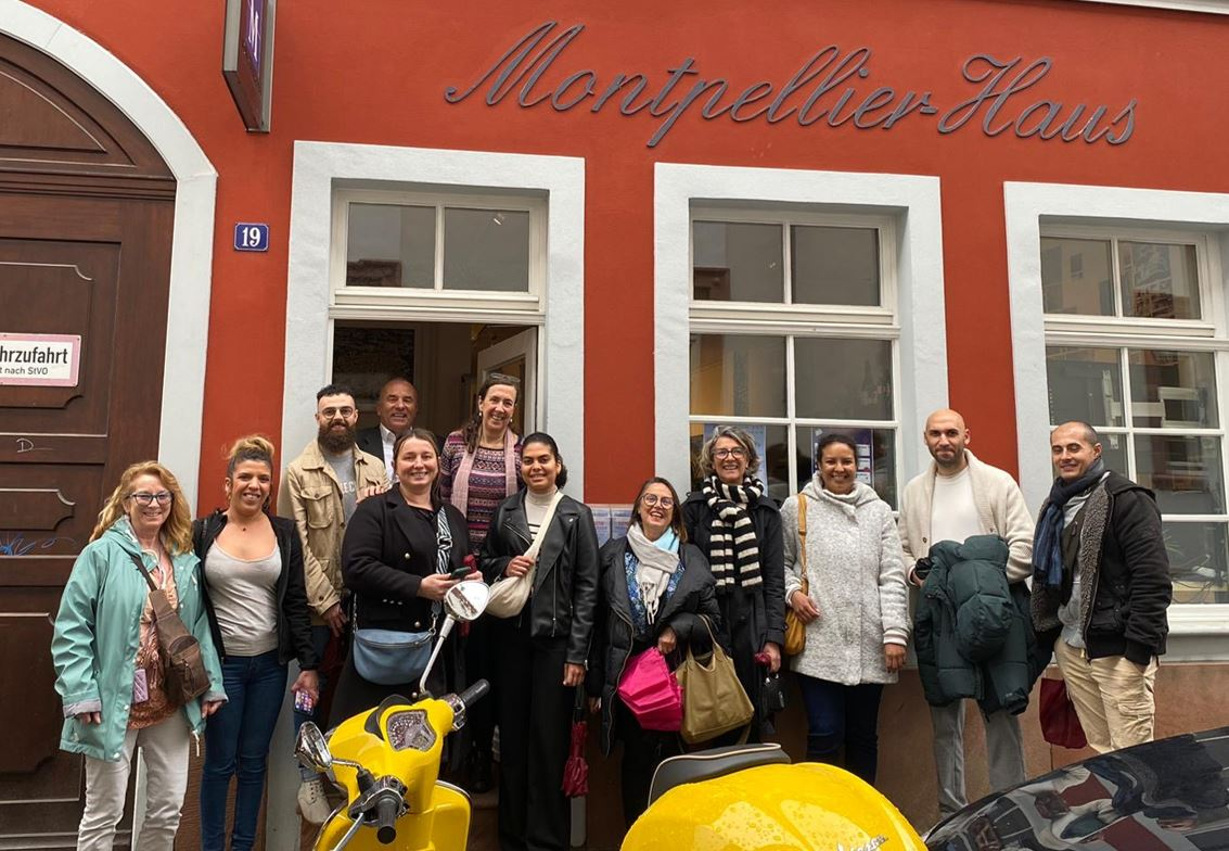 La délégation de Montpellier devant la Maison de Montpellier à Heidelberg