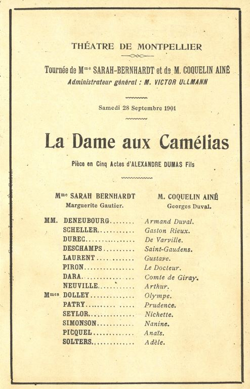 Programme de la Dame aux Camélias en 1901